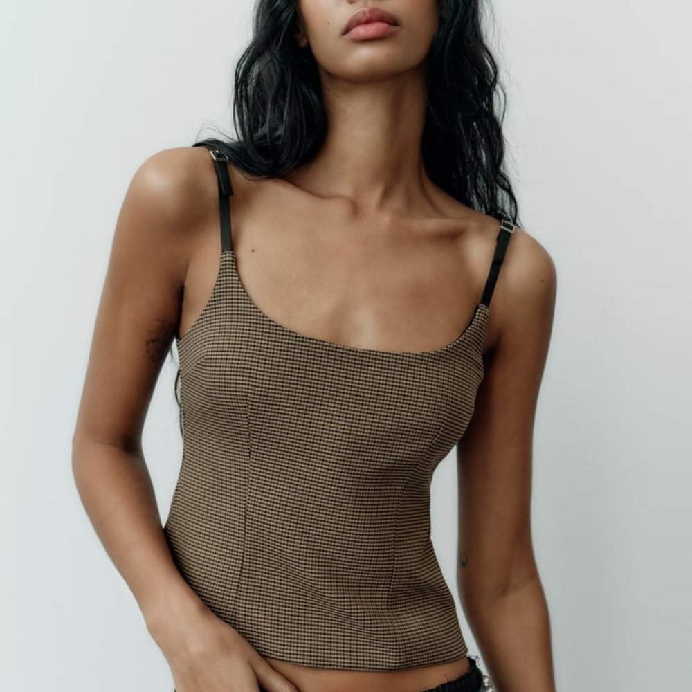 NWT BROWN HOUNDSTOOTH TOP